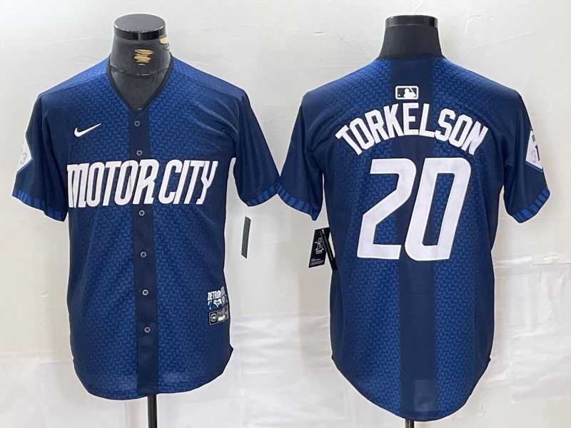 Men%27s Detroit Tigers #20 Spencer Torkelson 2024 Navy City Connect Cool Base Limited Stitched Jersey